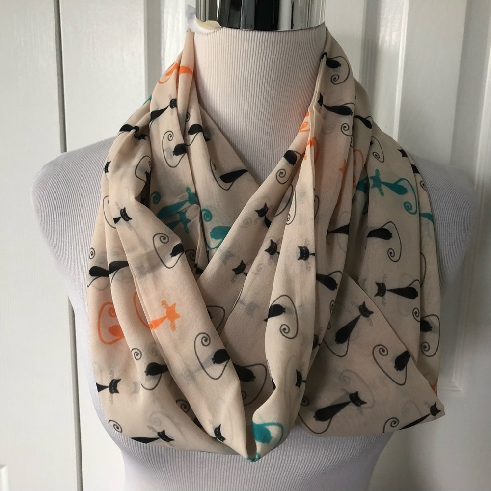 MCM Inspired Infinity Scarf Stylized Cats Kitties